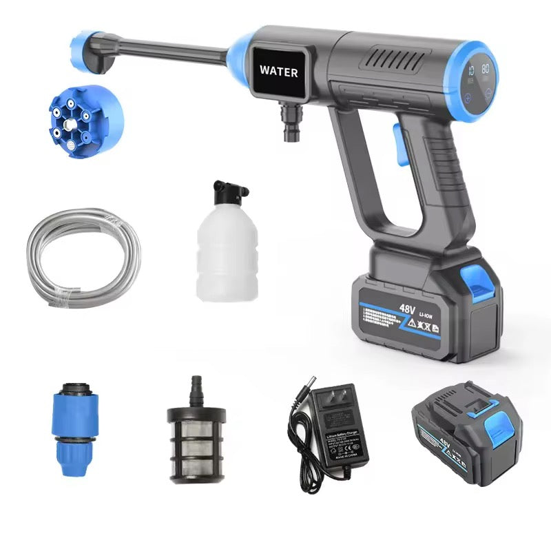 48V High Pressure Water Sprayer 2 Batteries - Car Washing Machine, 5M Range, Cordless Portable Electric High Pressure Washer Gun