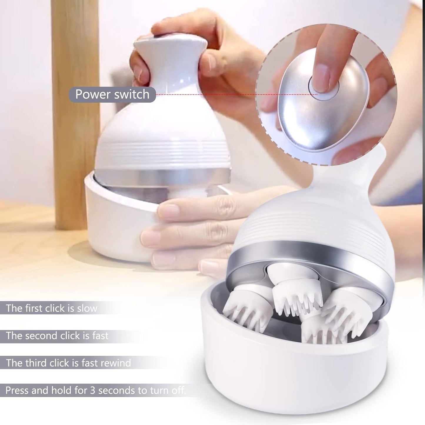 Head Massager, Soft Silicone Brush Head Gentle