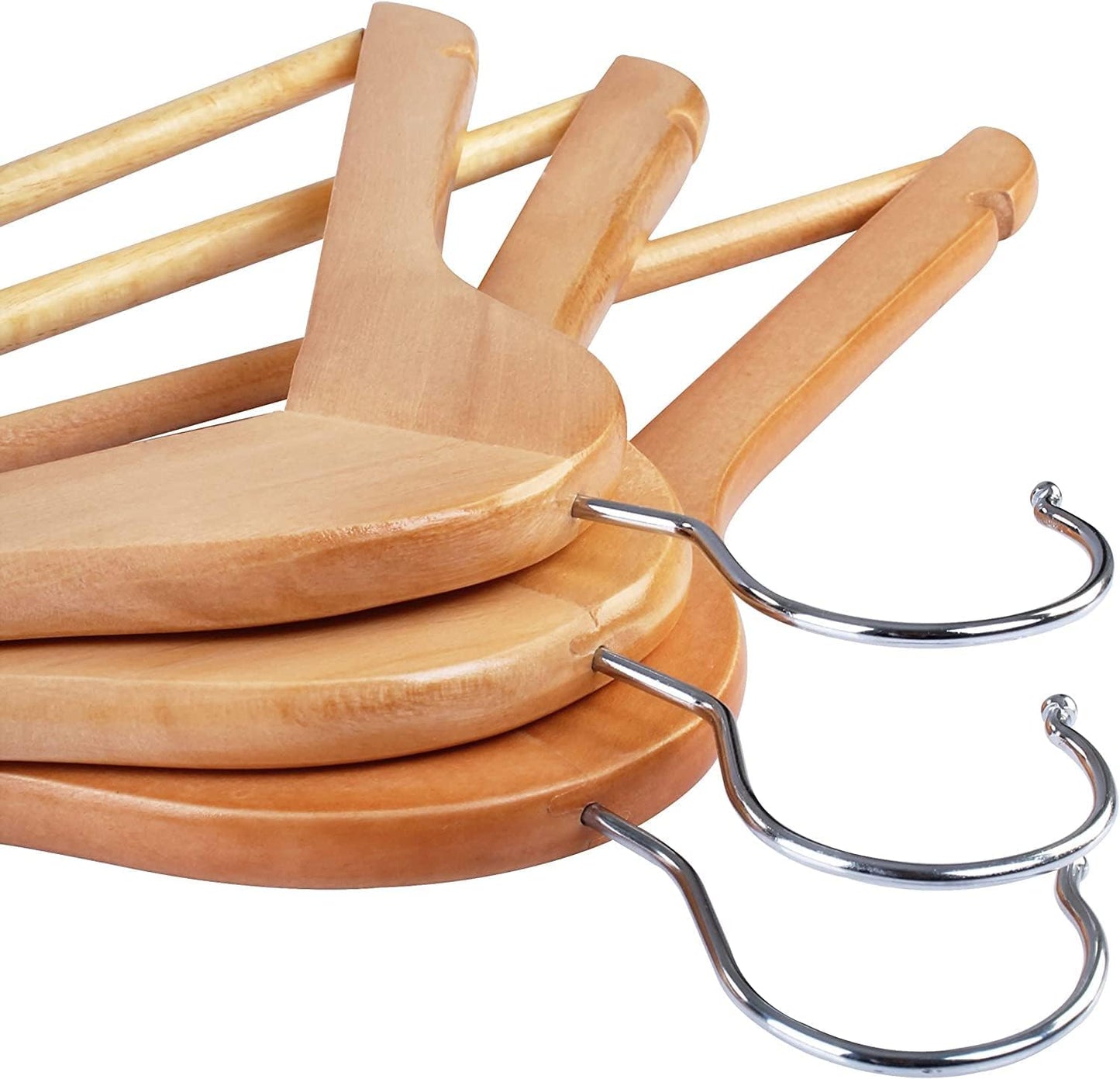 Non-Slip Wooden Suit Hangers for Clothes, Dresses, and Coats (Ver Durable)