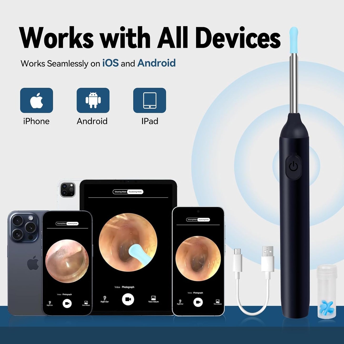 Earwax Remover Tool with 7 Pcs Set IOS/Android