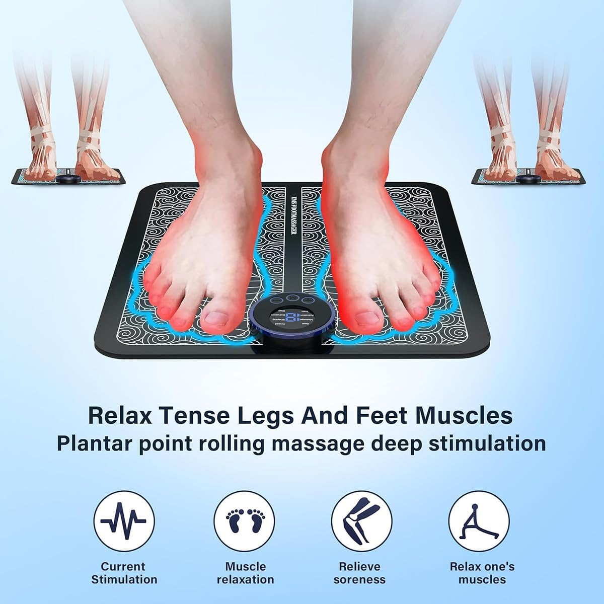 Intelligent Health Foot Massager, EMS Pulse Massage Foot Pad, Micro Current Foot massage