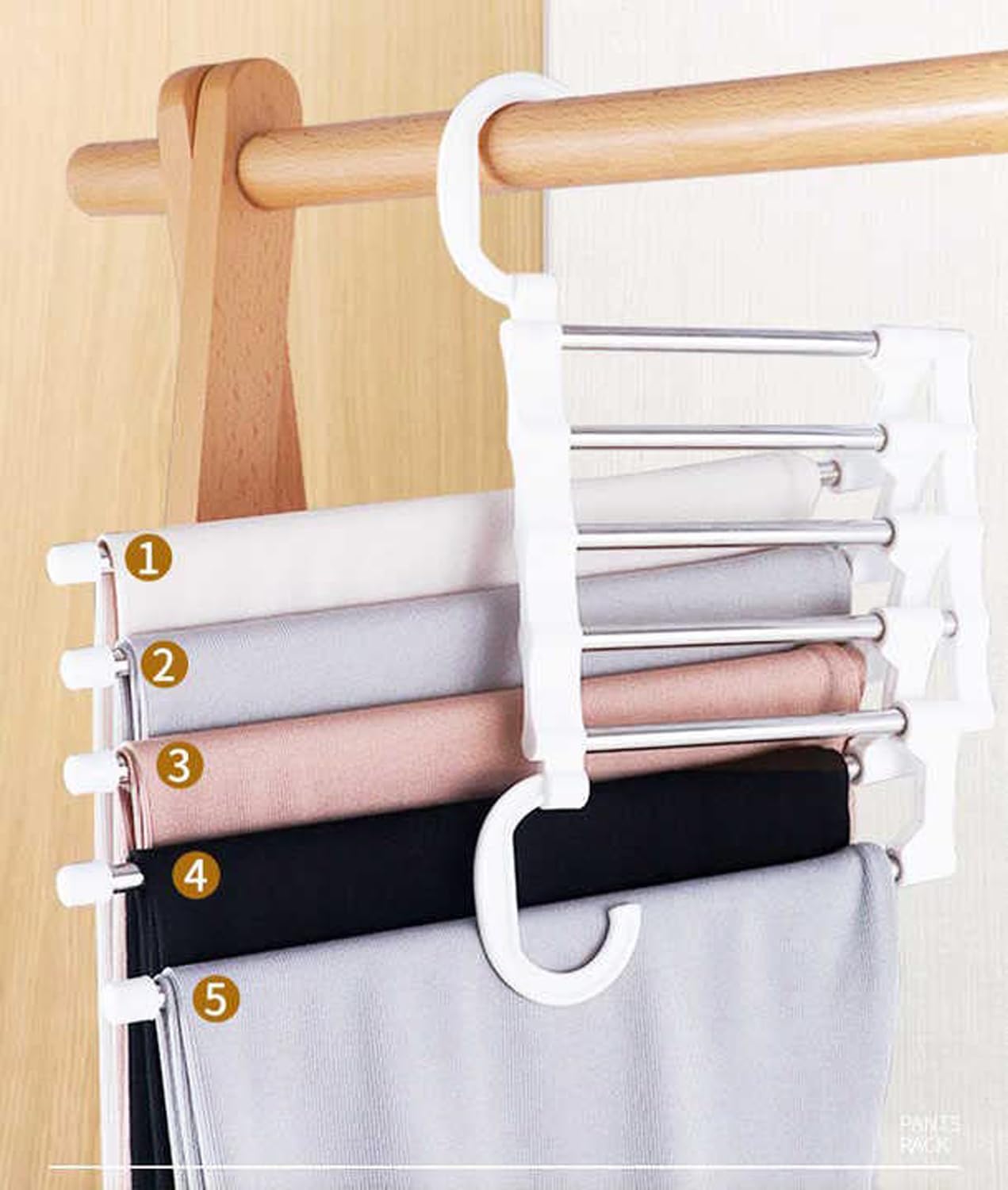 5pcs Foldable Hanger for Clothes Hanging Multi-Layer Cloth Hangers
