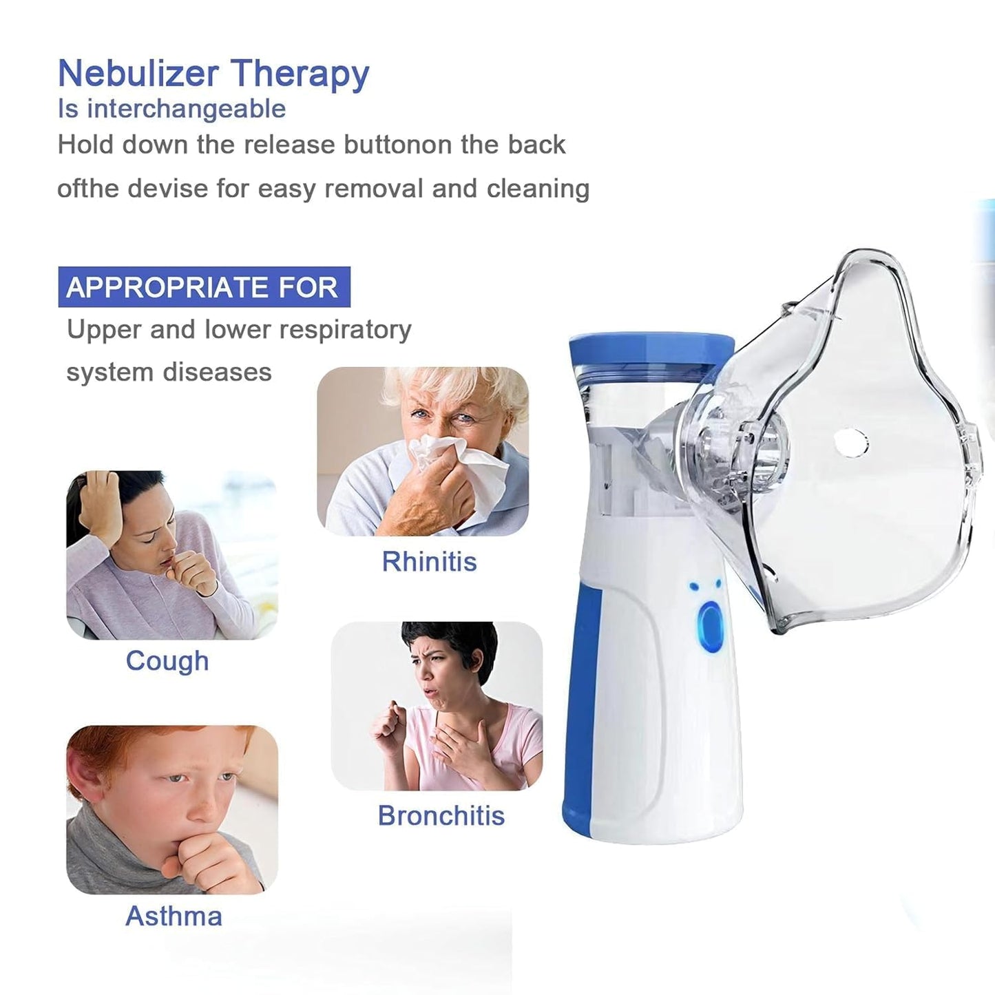 Portable Mesh Nebulizer for Respiratory Care, Handheld Ultrasonic Inhaler
