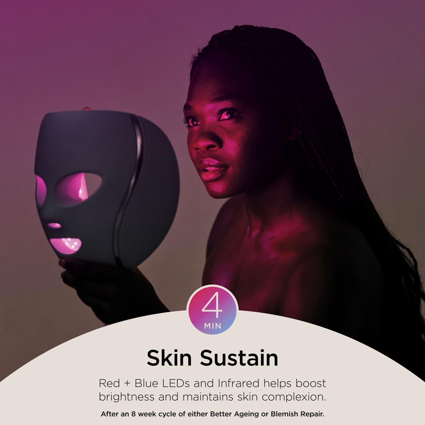 Shark CryoGlow LED Face Mask with Under-Eye Cooling, Anti-Ageing & Blemish Repair, Red & Blue LED, Infrared Light Therapy, Remote Control, Lilac...