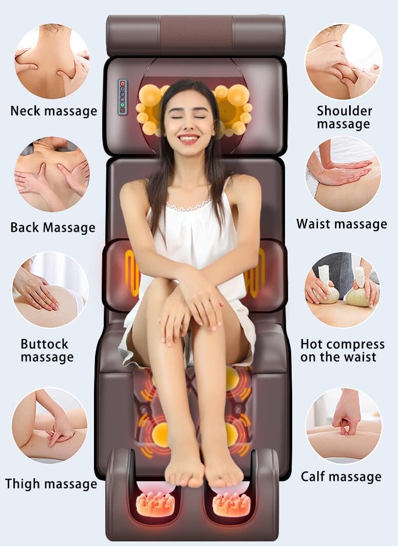 Full Body Massage Mat with Heat Massage Chair pad, Neck Foot Massager , shiatsu