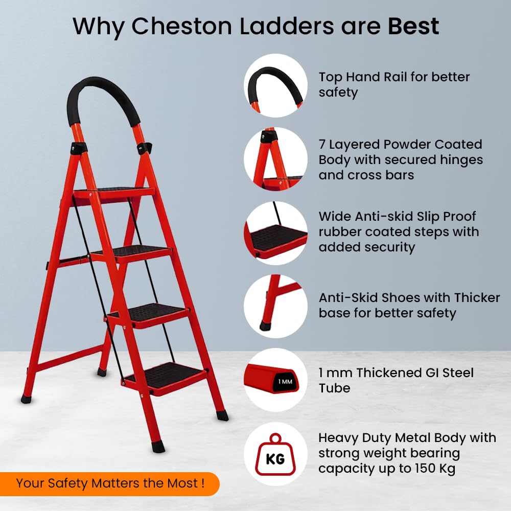 🪜 4-Step Foldable Stool Ladder – Safe, Strong &amp; Space-Saving