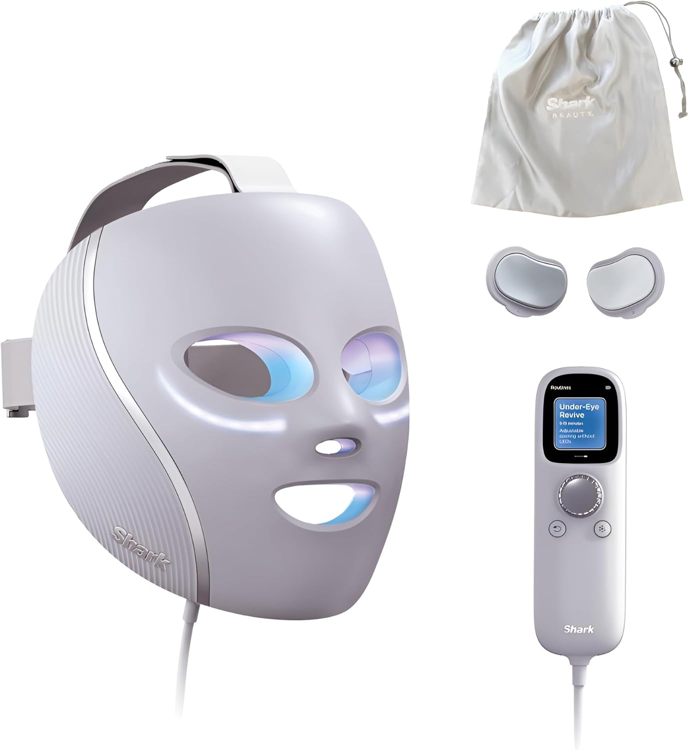 Shark CryoGlow LED Face Mask with Under-Eye Cooling, Anti-Ageing & Blemish Repair, Red & Blue LED, Infrared Light Therapy, Remote Control, Lilac...