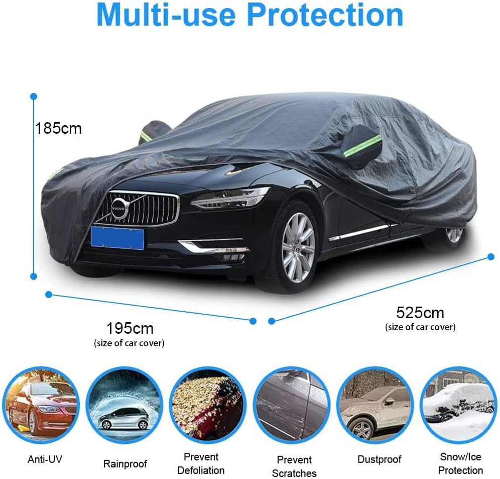 Car Cover Sunscreen UV Protection, Full Exterior Cover with Mirror Pocket/Driver