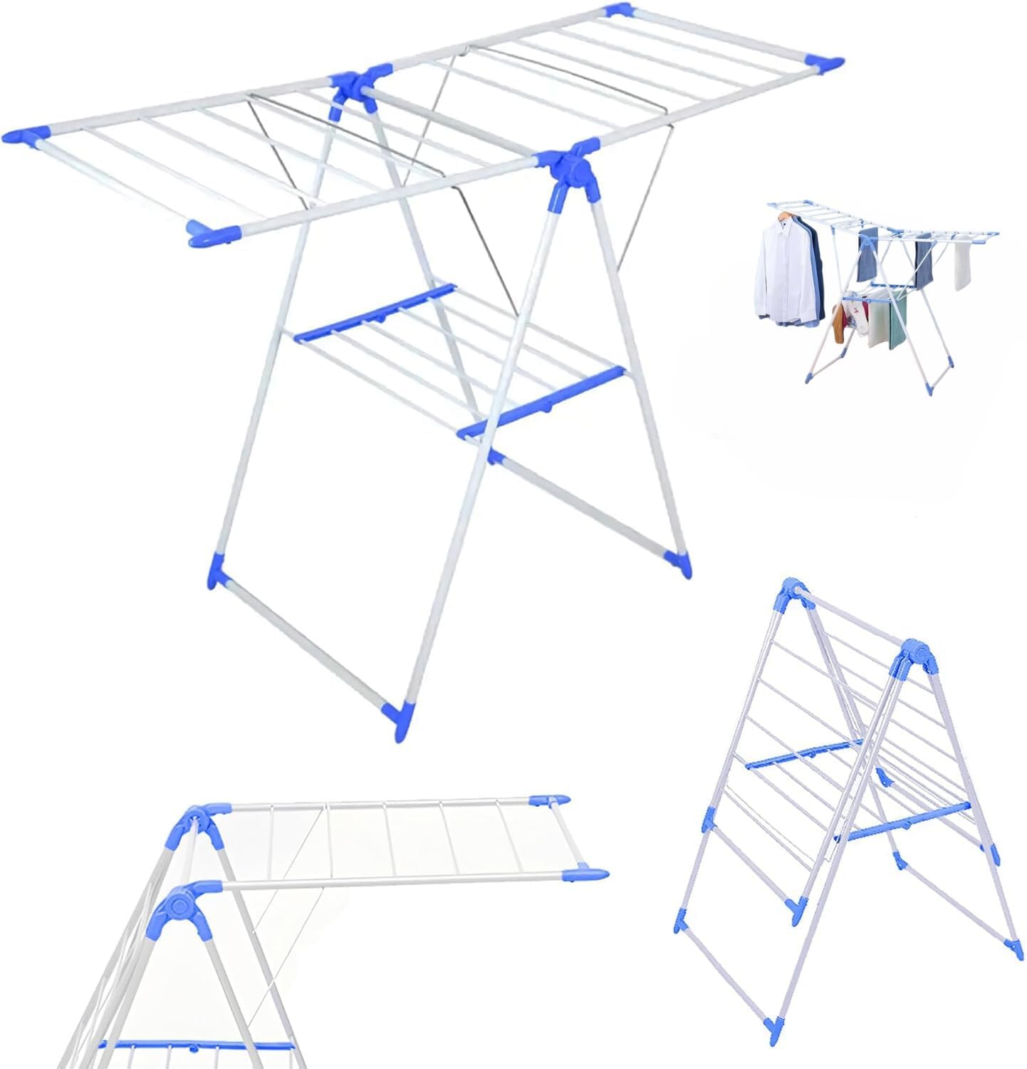 Stainless steel Foldable Cloth Drying Rack with Adjustable Wings (metallic)