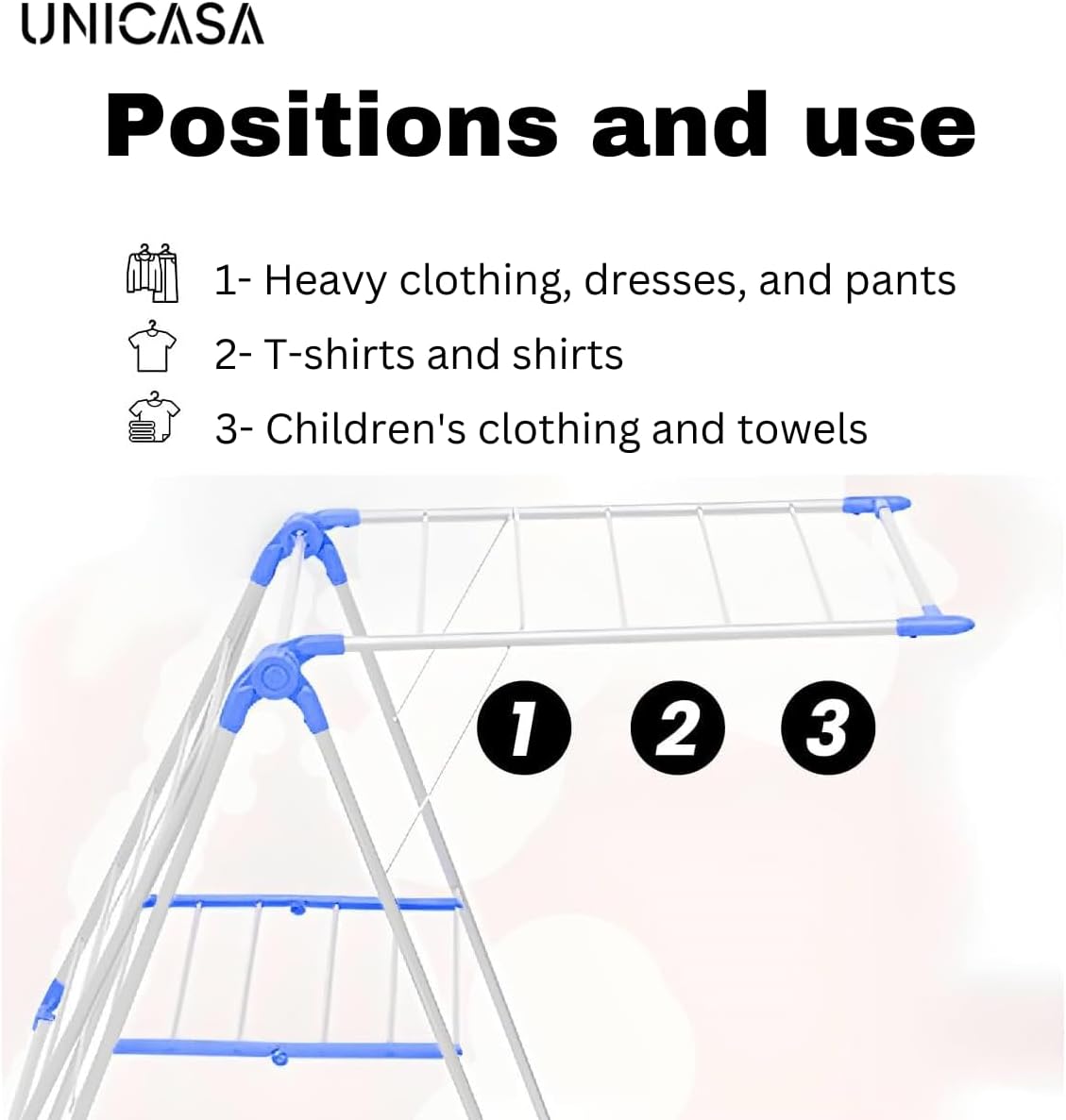 Stainless steel Foldable Cloth Drying Rack with Adjustable Wings (metallic)