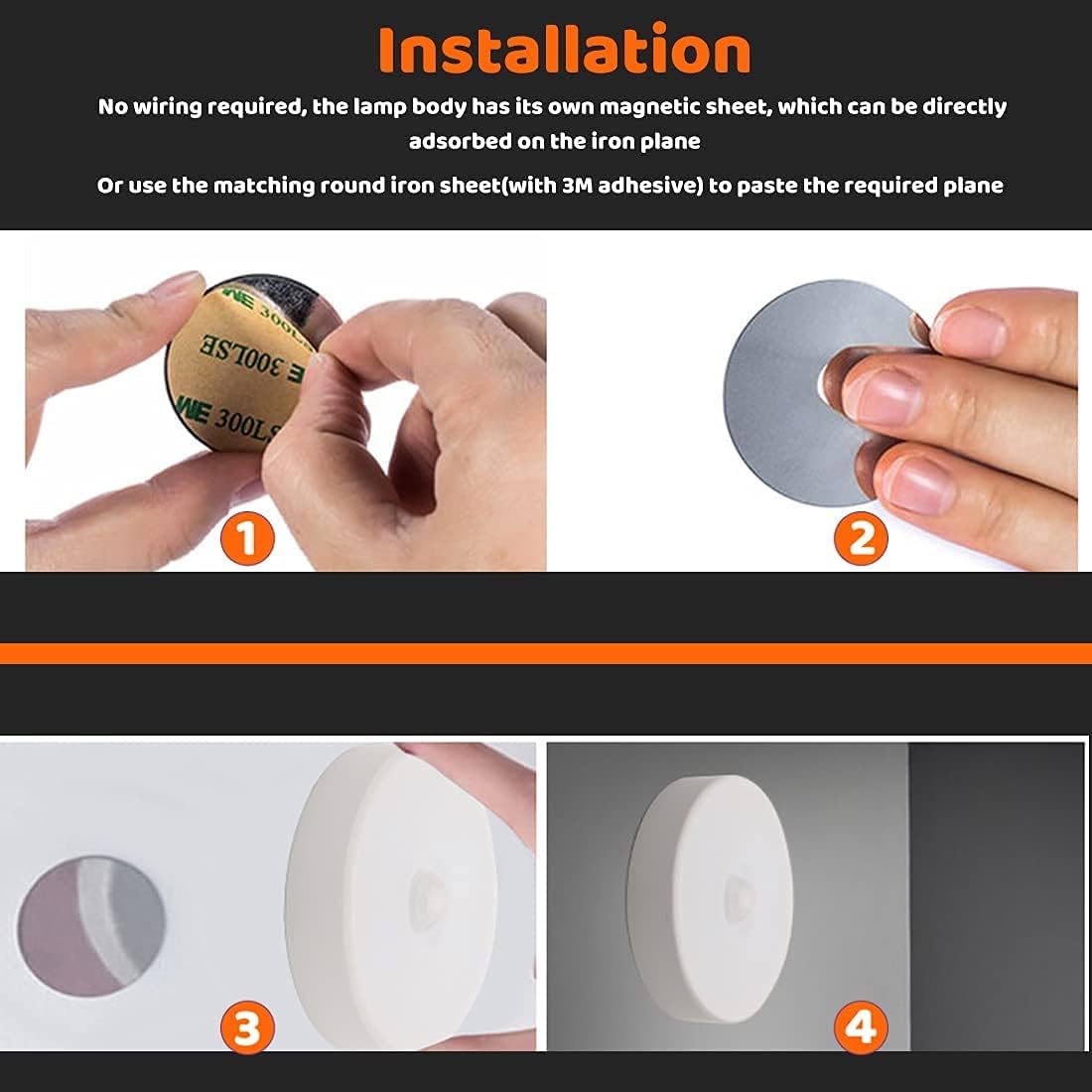 Led Wireless Night Light Motion Sensor Cabinet Light Human Body