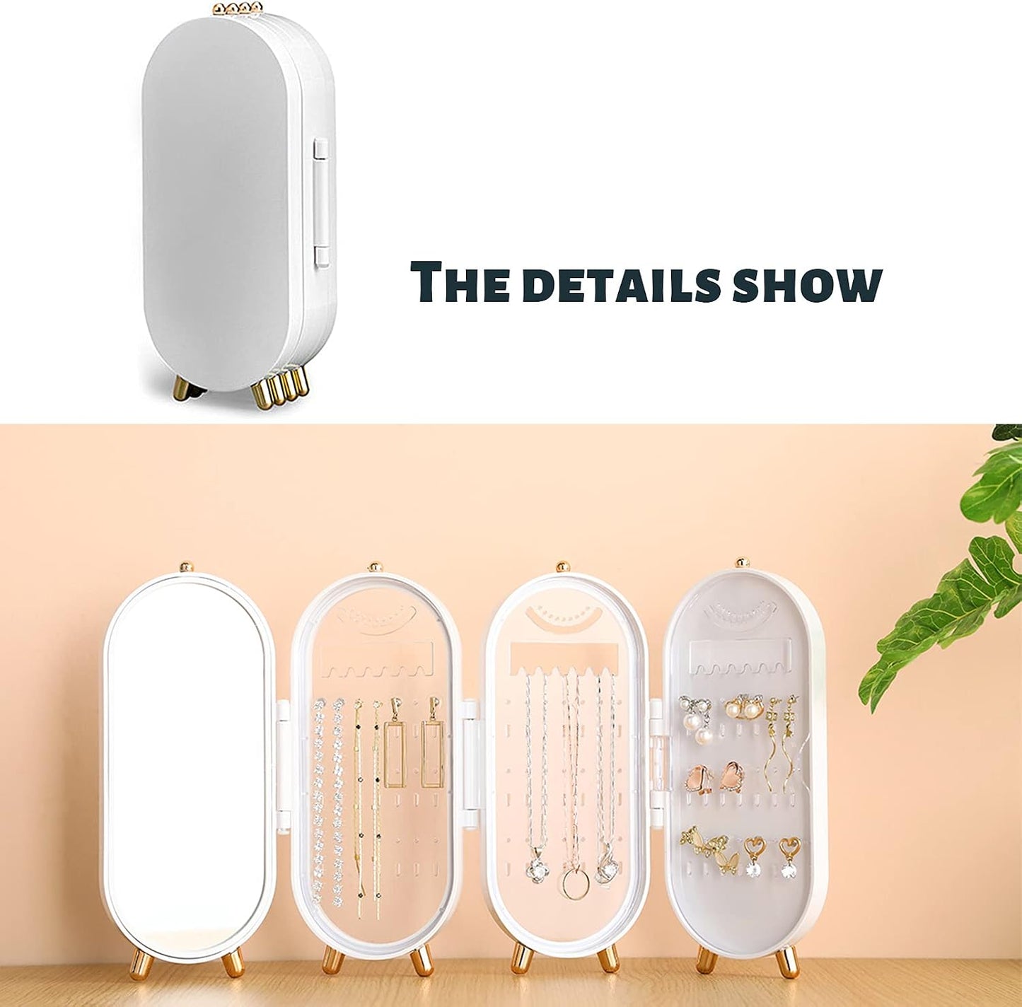3‑Fold Foldable Jewellery Travel Box with Mirror || Compact Organizer for Earrings