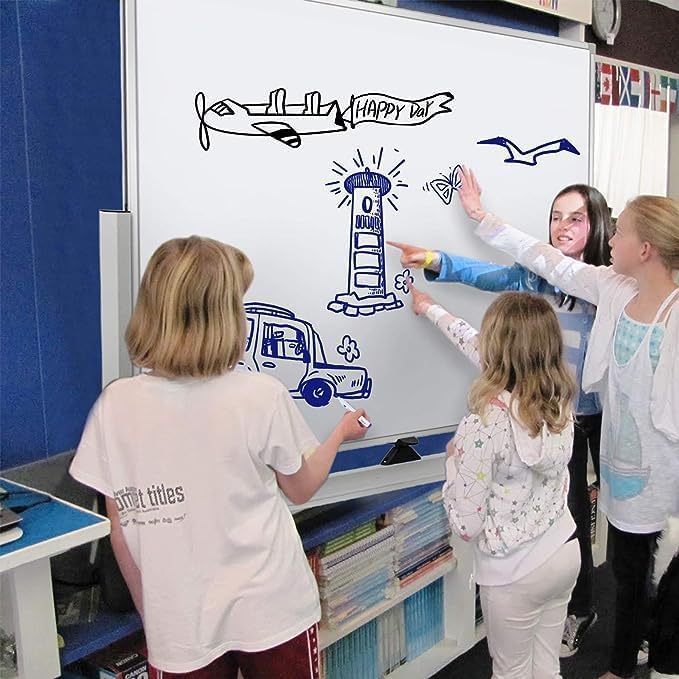 Double Sided Magnetic moveable whiteboard ,comes  with free magnetic Erasable markers (3pcs) & 1 duster eraser