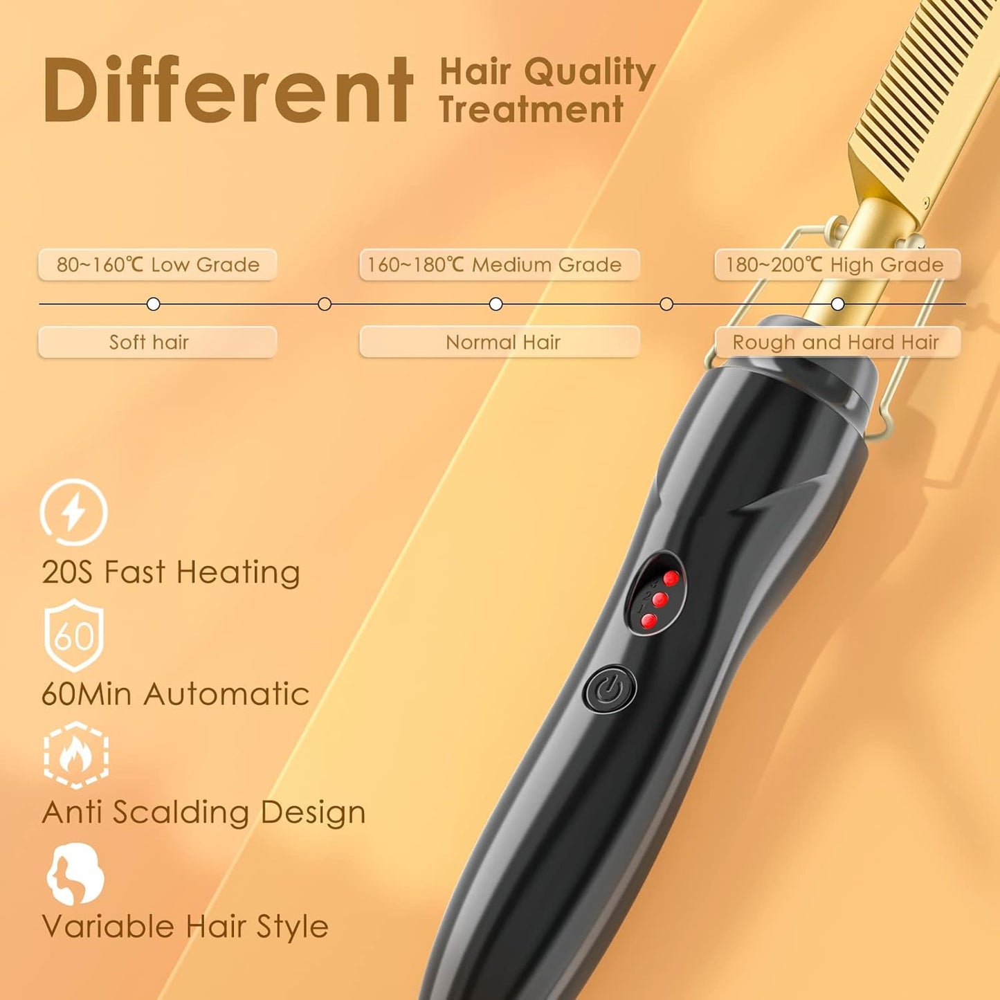 Hot Comb, Electric Hot Comb, Professional High Heat