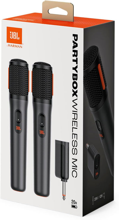 2 JBL Rechargeable Wireless microphones Dual 2-Channel UHF 6H Receiver Power