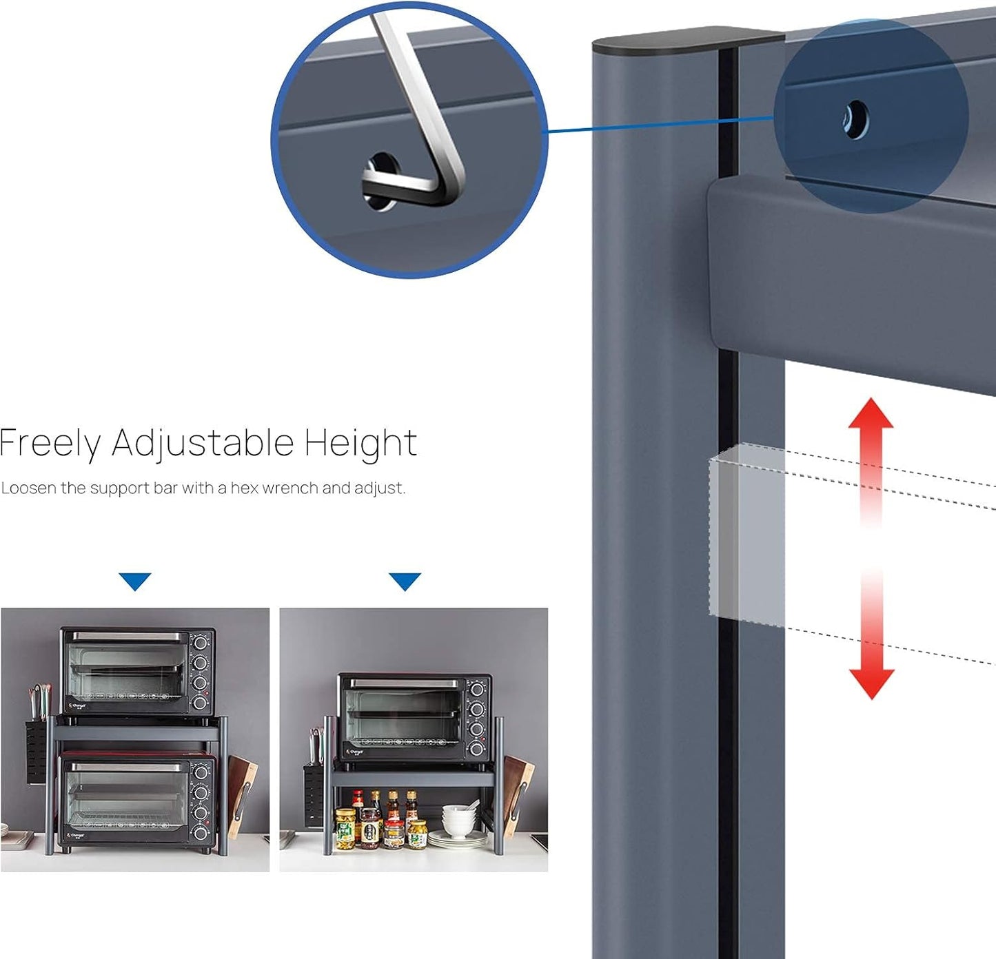 Microwave Shelf Height Adjustable Kitchen Rack with Knife