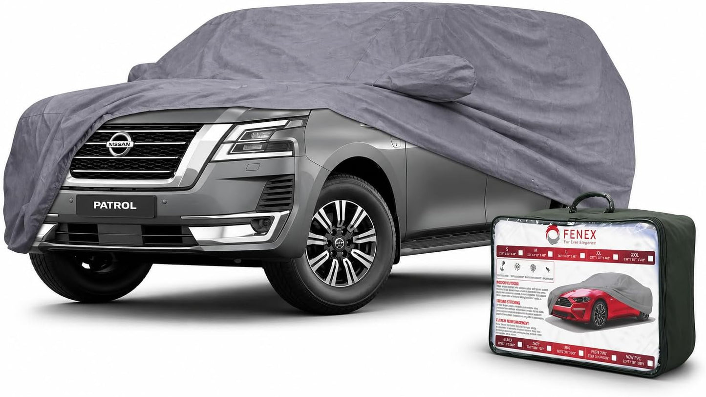 Car Cover Sunscreen UV Protection, Full Exterior Cover with Mirror Pocket/Driver