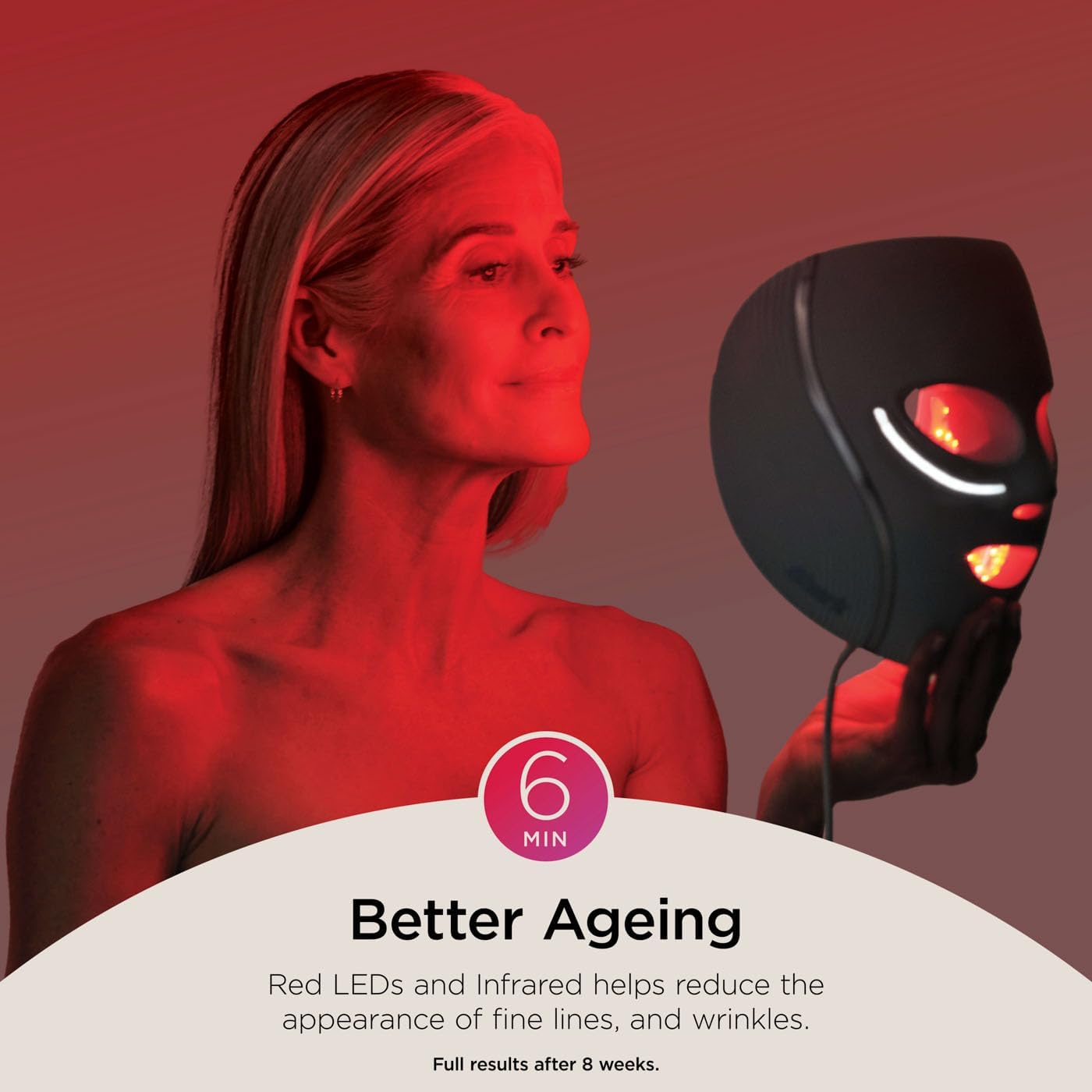 Shark CryoGlow LED Face Mask with Under-Eye Cooling, Anti-Ageing & Blemish Repair, Red & Blue LED, Infrared Light Therapy, Remote Control, Lilac...
