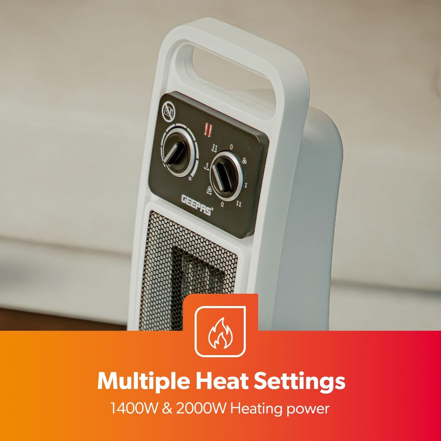 Geepas Ceramic Heater, Portable Electric Space Heater
