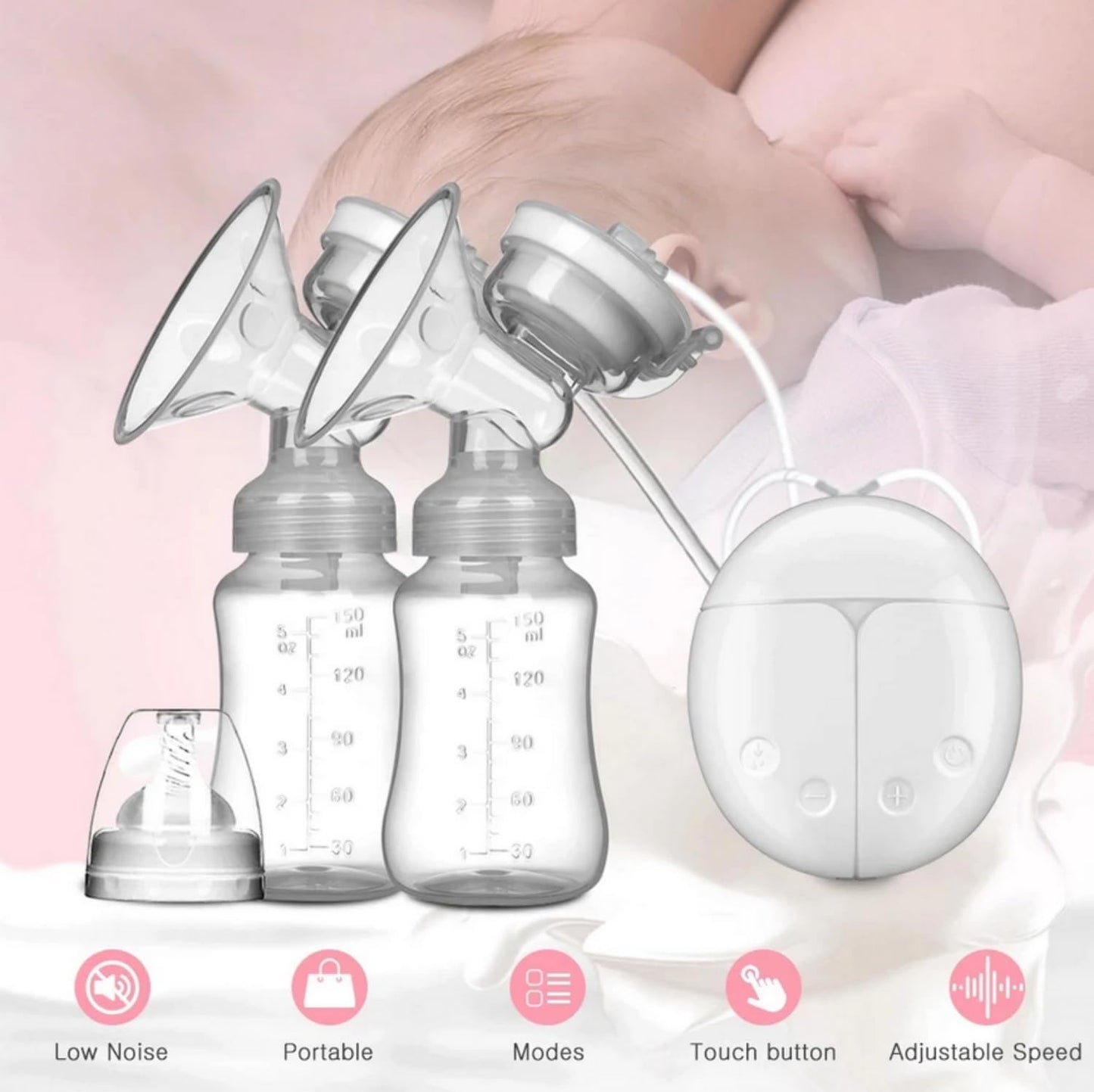 Double Electric Breast Pumps Powerful Nipple Suction