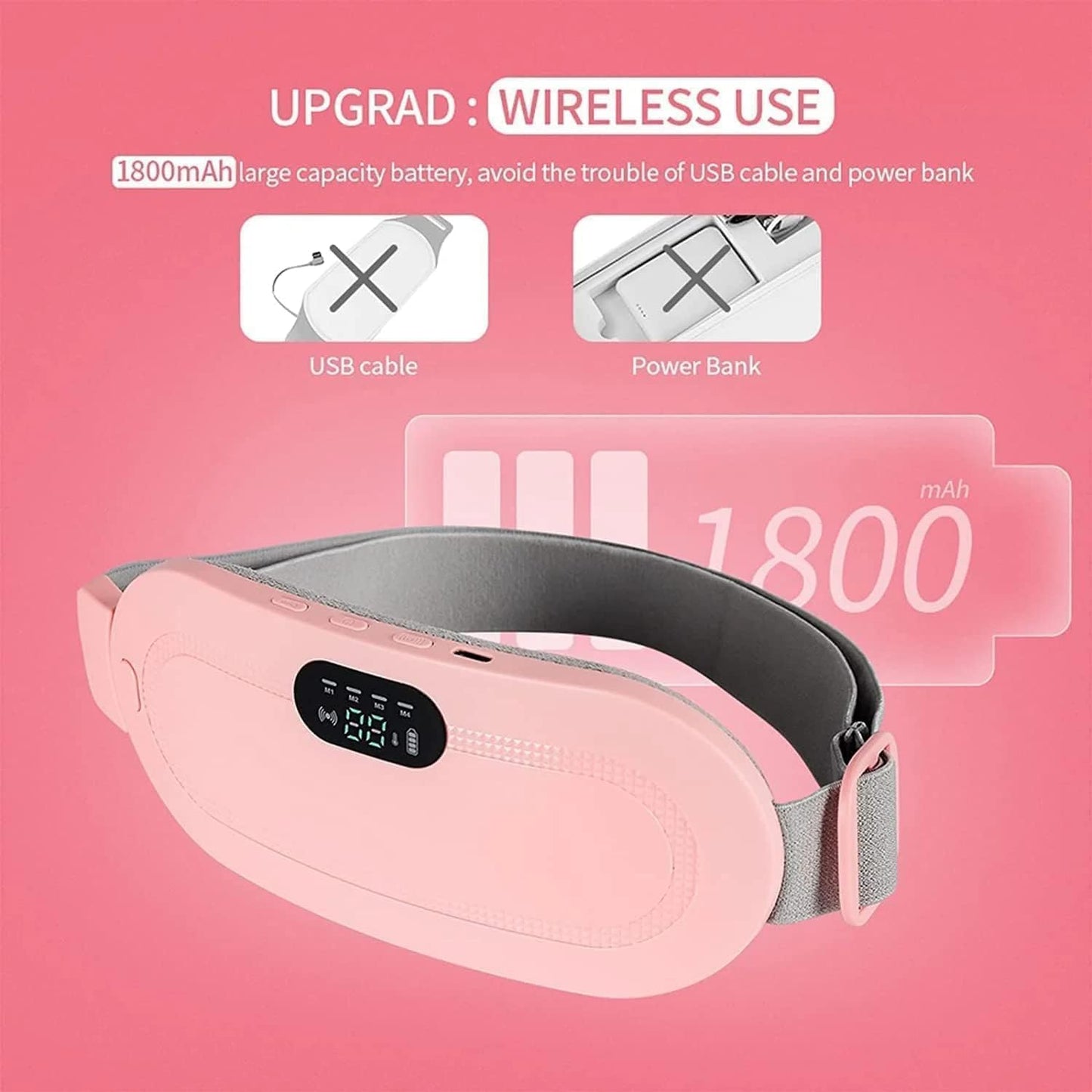 Portable Heating Pad, Period Heat Belt with 3 Temperature Adjustable
