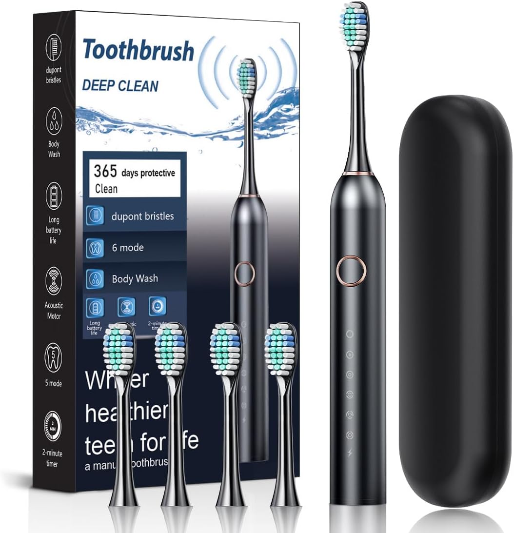 Electric Toothbrush for Adults /kids 6 Modes, 4 Brush Heads