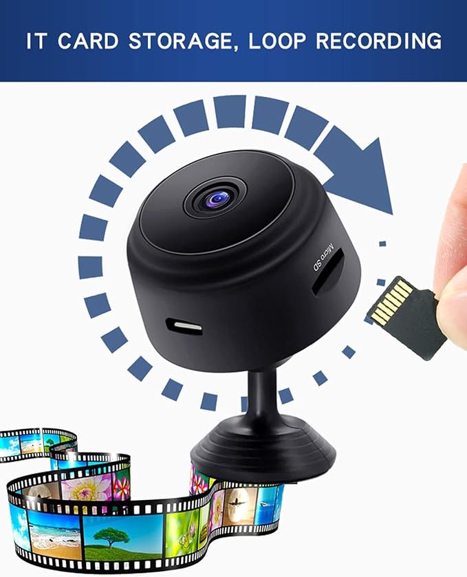 Mini WiFi Hidden Cameras,Wireless Spy Cameras with Video Live Feed / baby Nanny cam