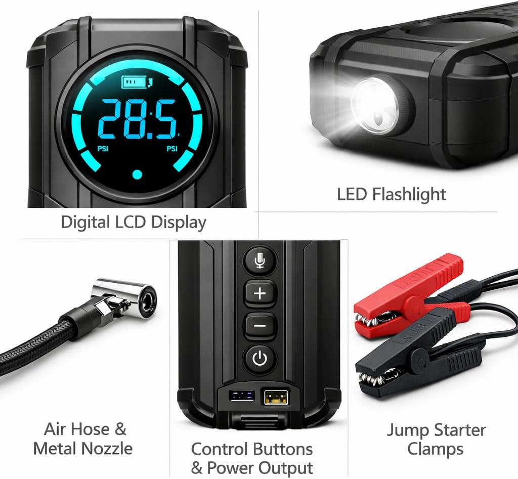Portable car jump start with Air pump