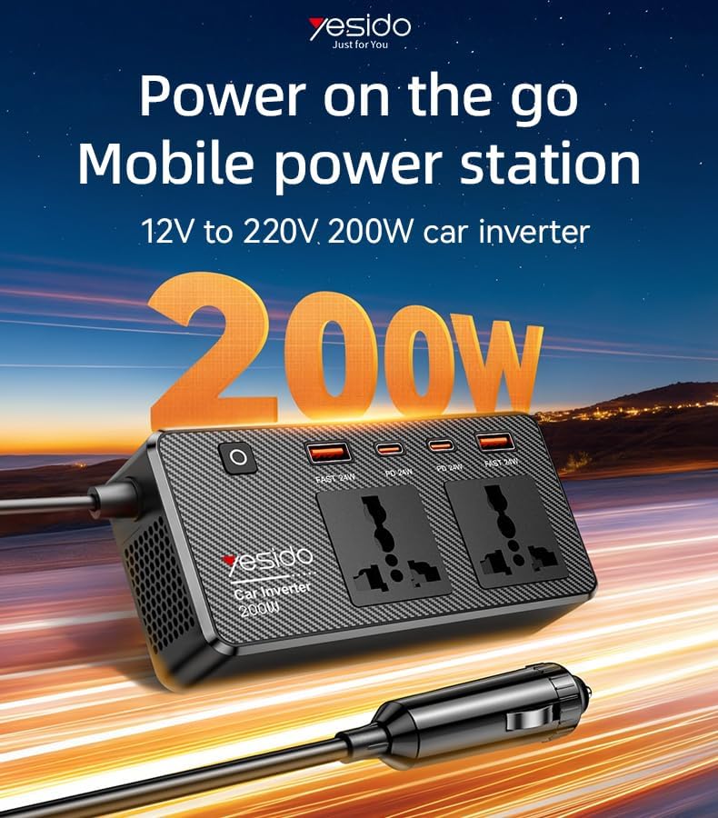 Yesido CAR INVERTER• 200W Vehicle Power Inverter