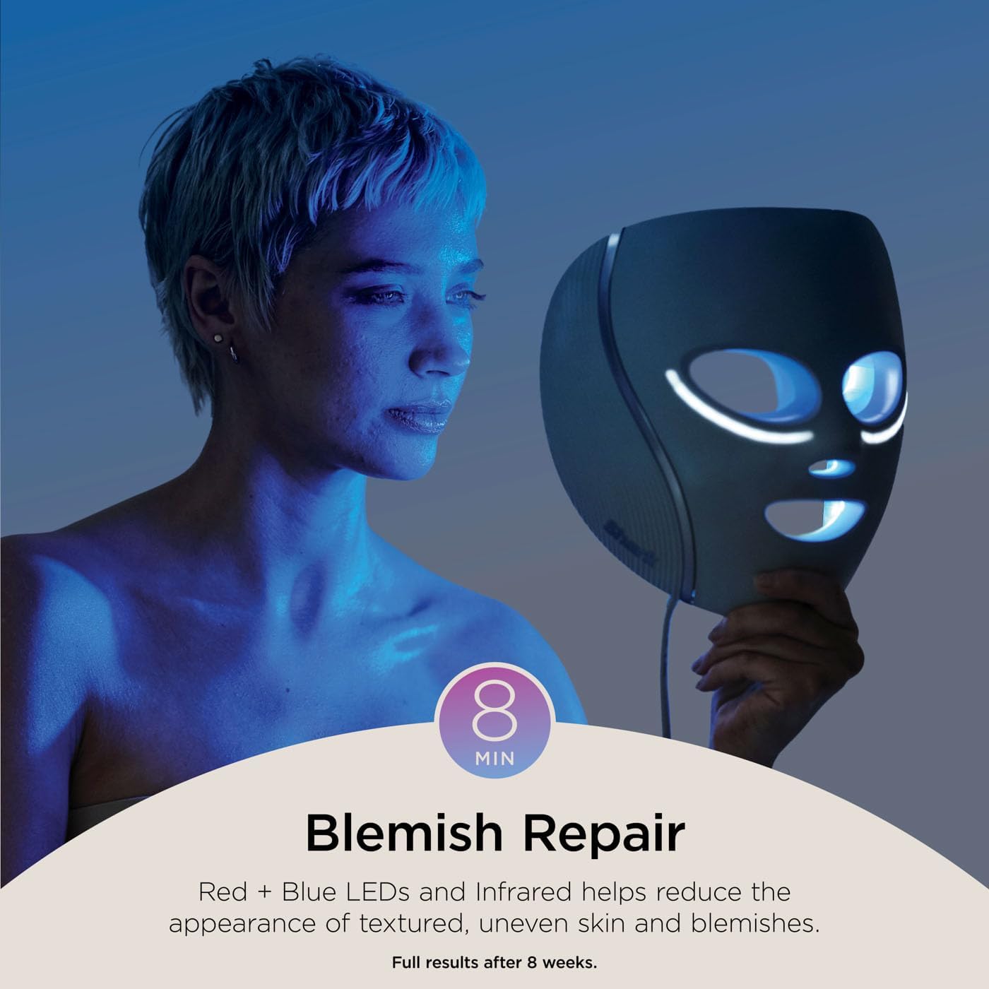 Shark CryoGlow LED Face Mask with Under-Eye Cooling, Anti-Ageing & Blemish Repair, Red & Blue LED, Infrared Light Therapy, Remote Control, Lilac...