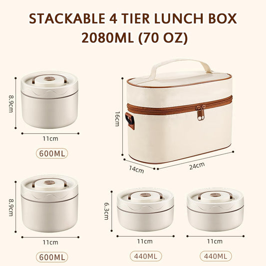 4 set  Portable Insulated Lunch Container, Stainless Steel Thermal Food Box (very durable)