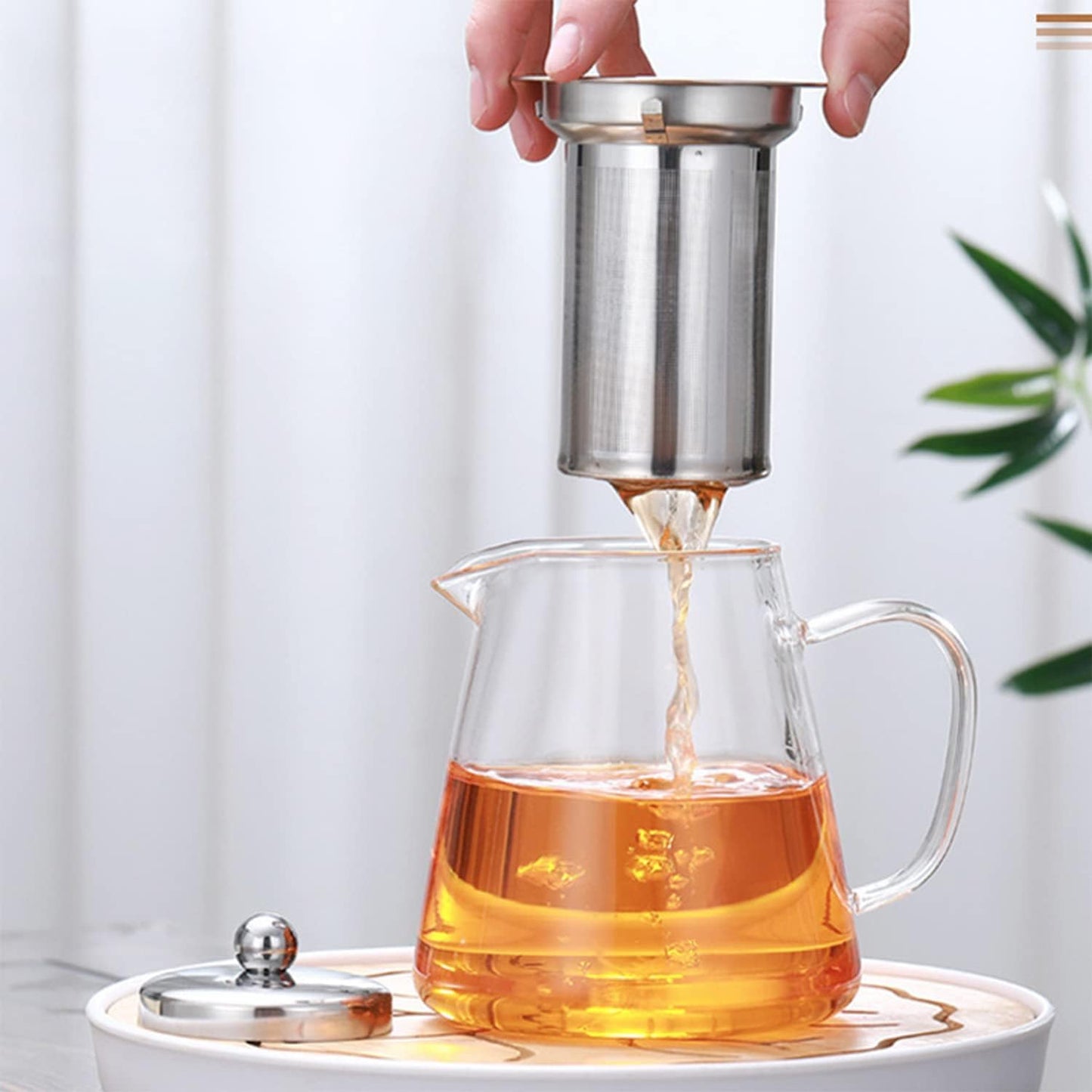 Glass Herbal Tea Pot with Stainless Steel Filter 750mls / 1000mls