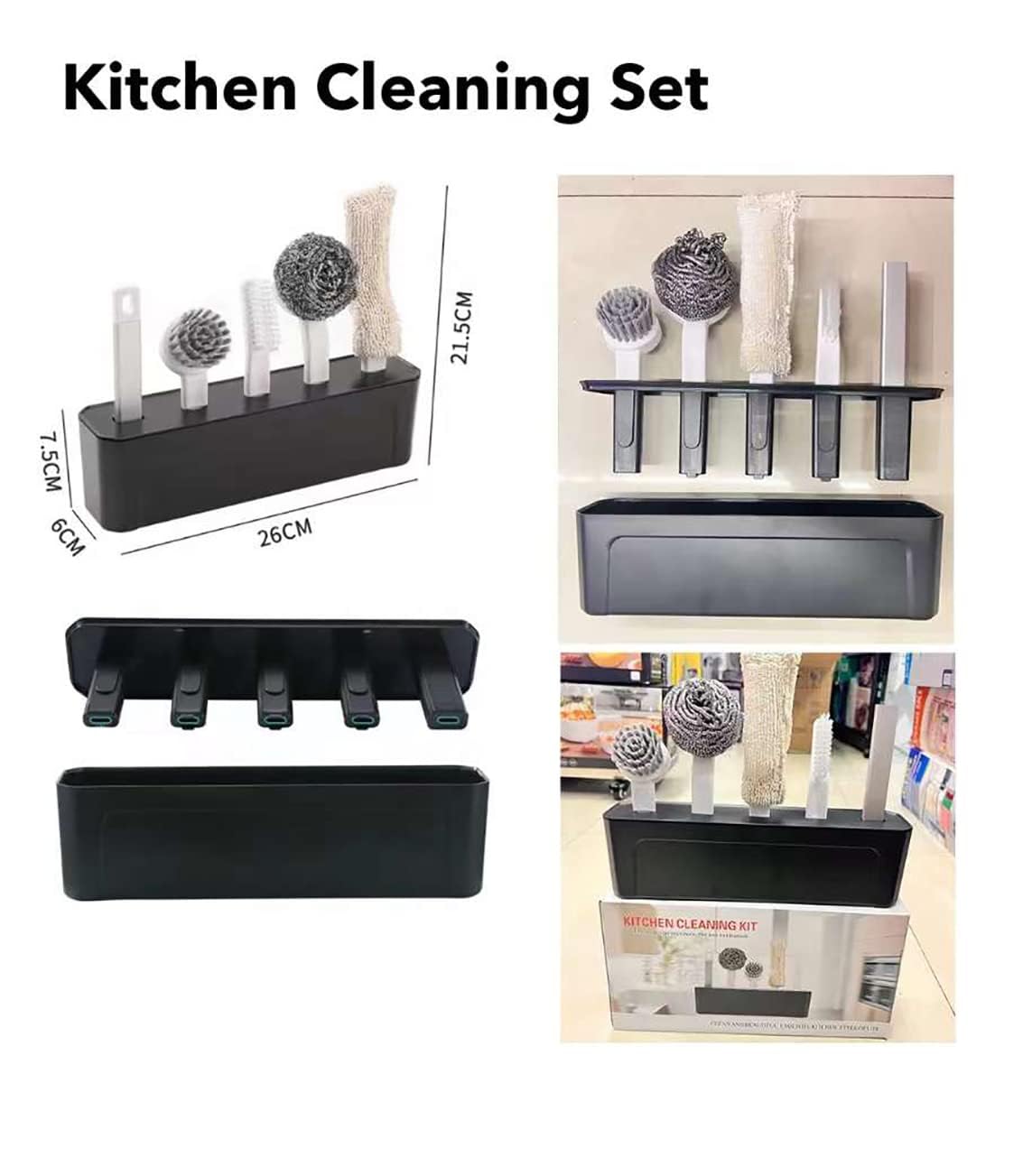 Kitchen Cleaning Kit 4-in-1 – Folding Multi-Purpose Brushes with Aluminum Handle