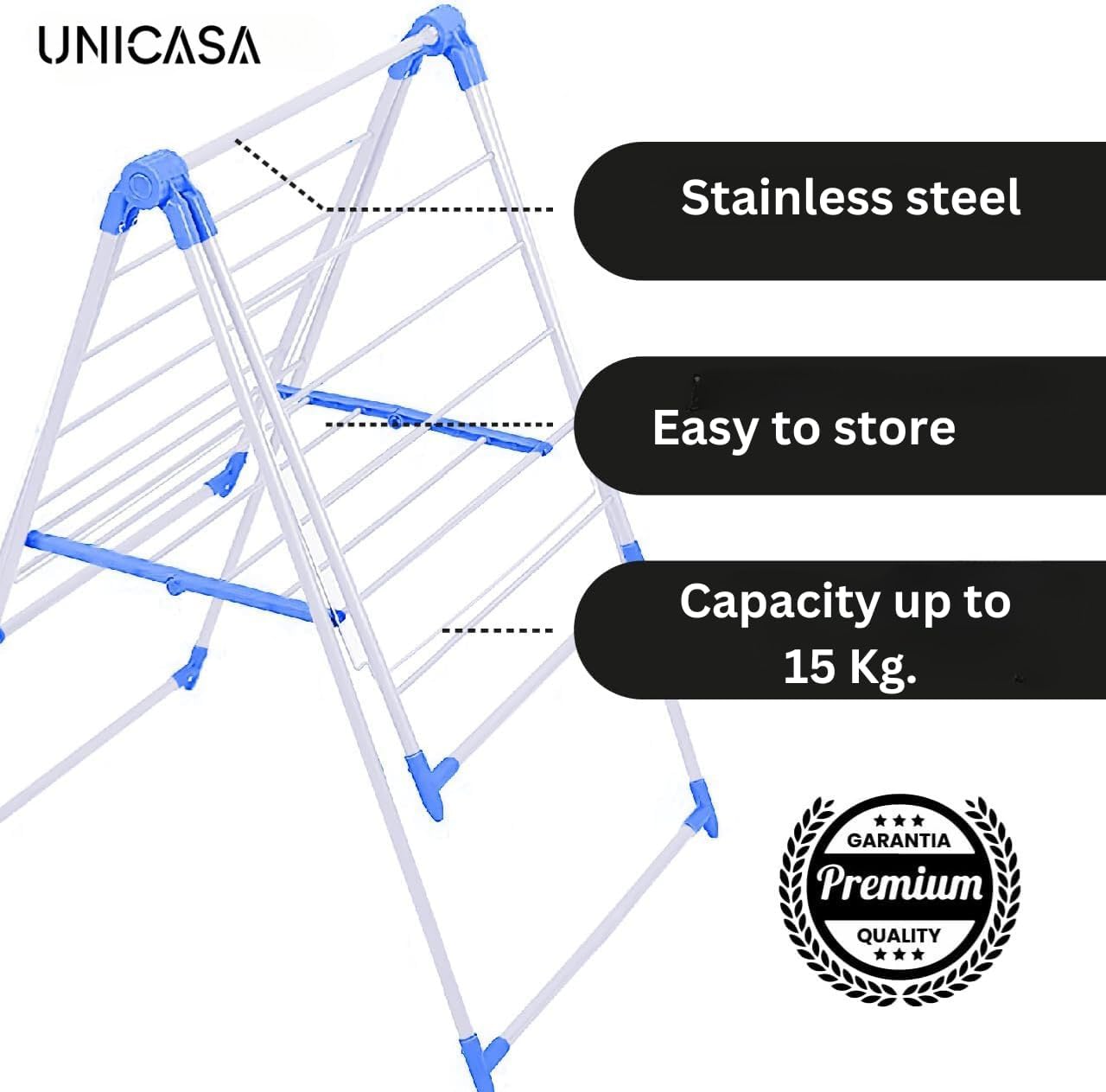 Stainless steel Foldable Cloth Drying Rack with Adjustable Wings (metallic)