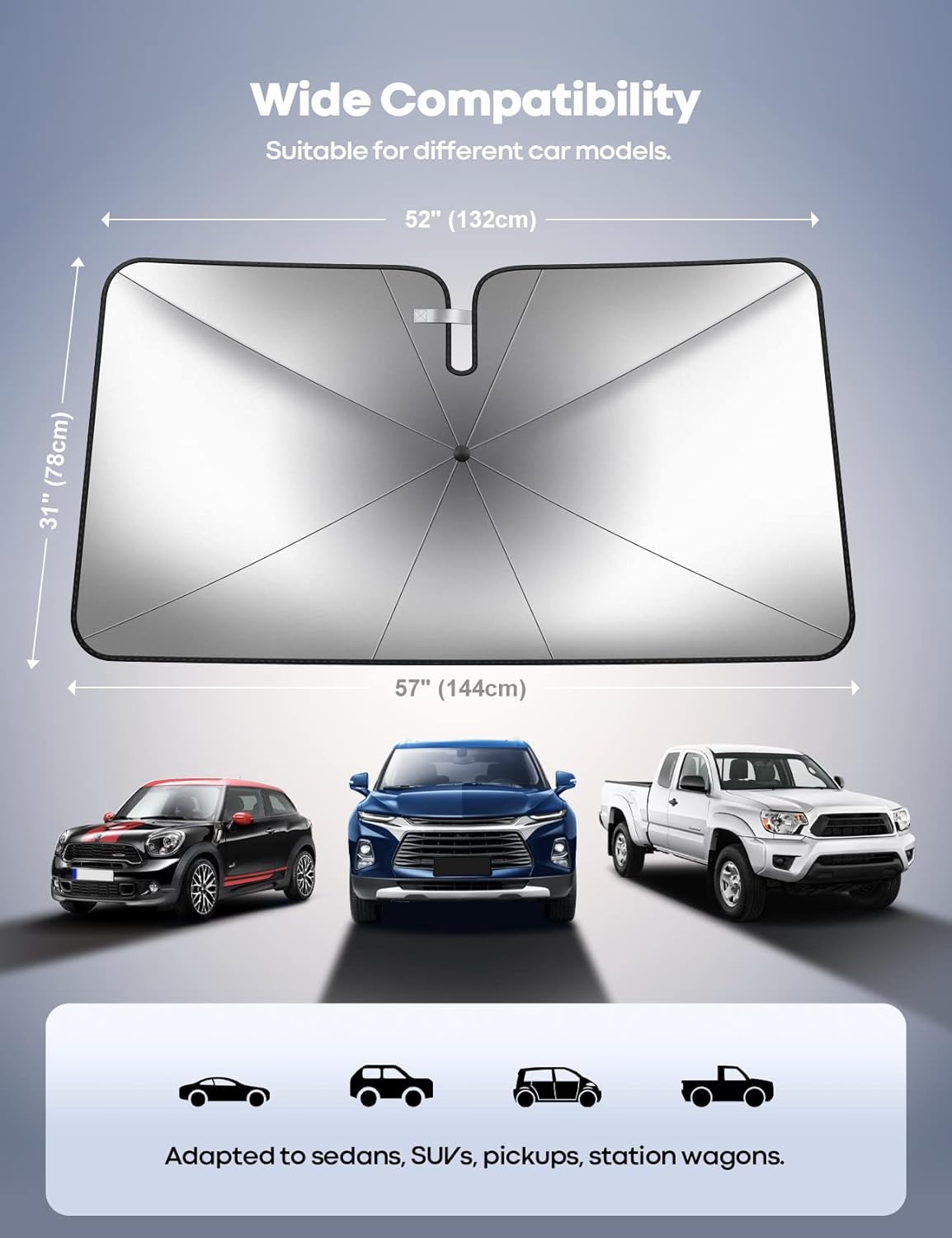 Car Umbrella WindScreen Cover, safety interior (Very durable and portable)