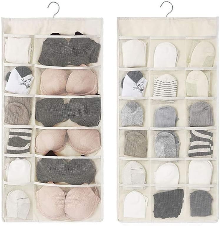 Hanging Closet Organizer with Dual Sided Mesh Pockets