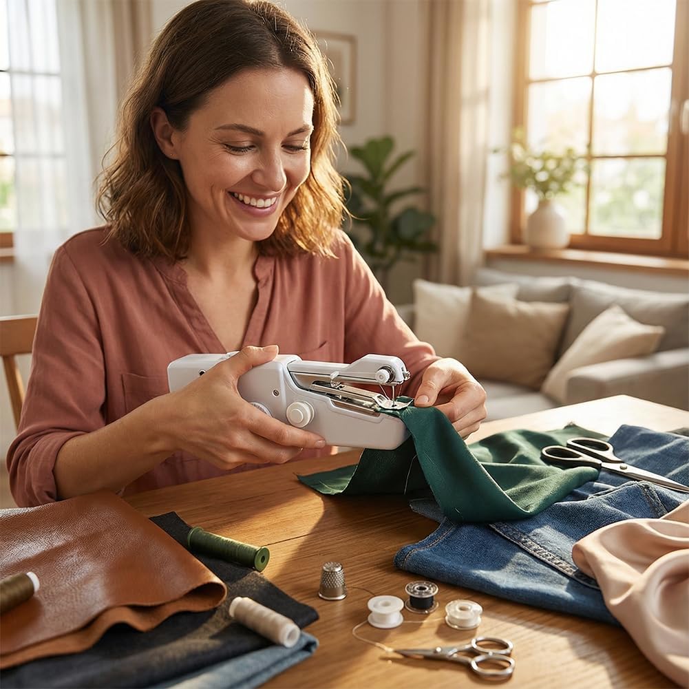 Handheld Sewing Machine, for Quick Repairs & DIY, Sew Clothes, Fabrics, Curtains