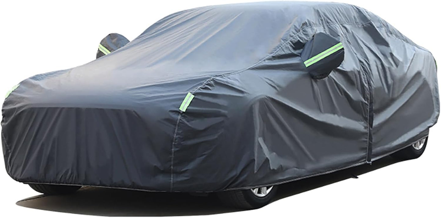 Car Cover Sunscreen UV Protection, Full Exterior Cover with Mirror Pocket/Driver