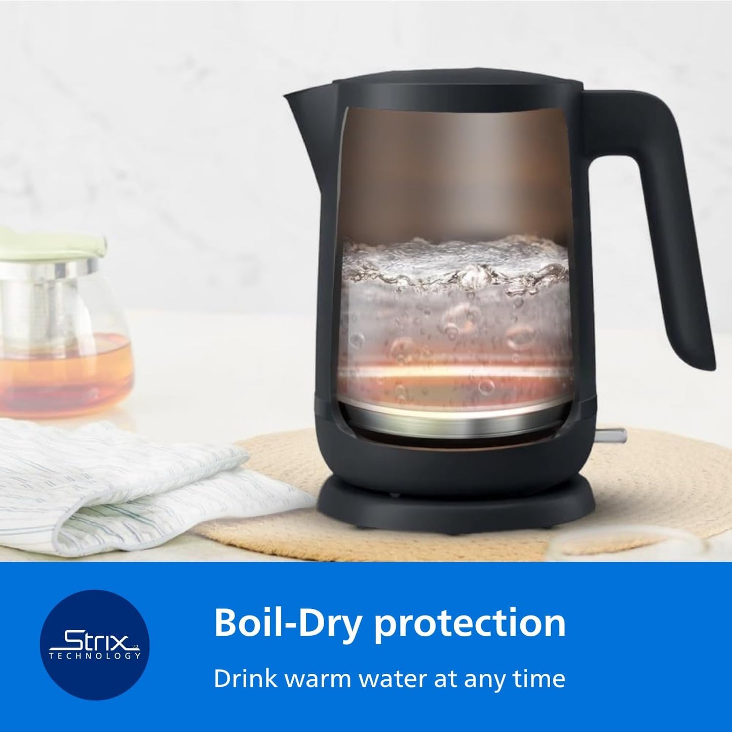 Philips Kettle - 2200W, 1.7L, 360° pirouette base, On/Off