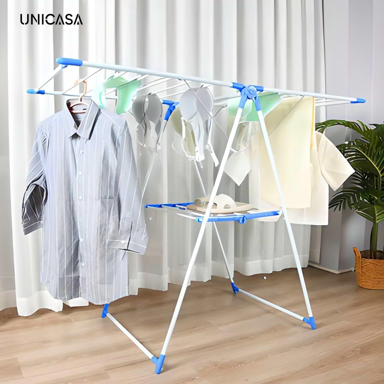 Stainless steel Foldable Cloth Drying Rack with Adjustable Wings (metallic)