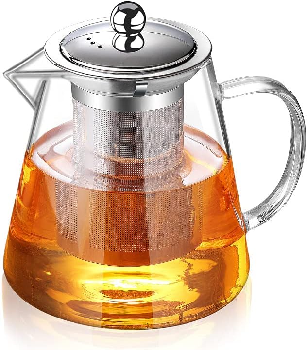 Glass Herbal Tea Pot with Stainless Steel Filter 750mls / 1000mls
