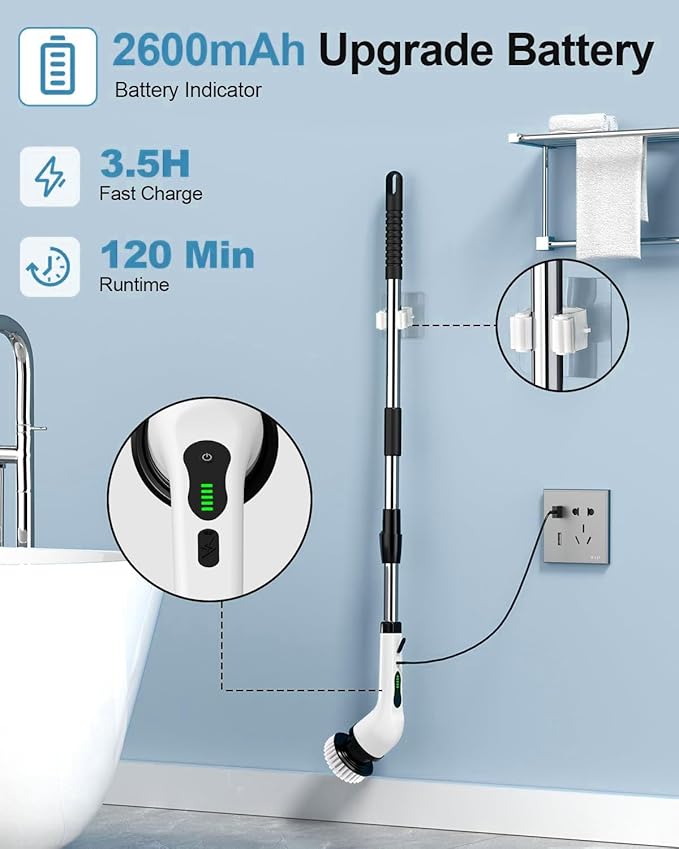 9 in 1 Cordless Electric Spin Scrubber - Cleaning Brush for Home