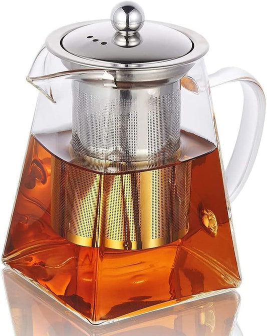 Glass Herbal Tea Pot with Stainless Steel Filter 750mls / 1000mls