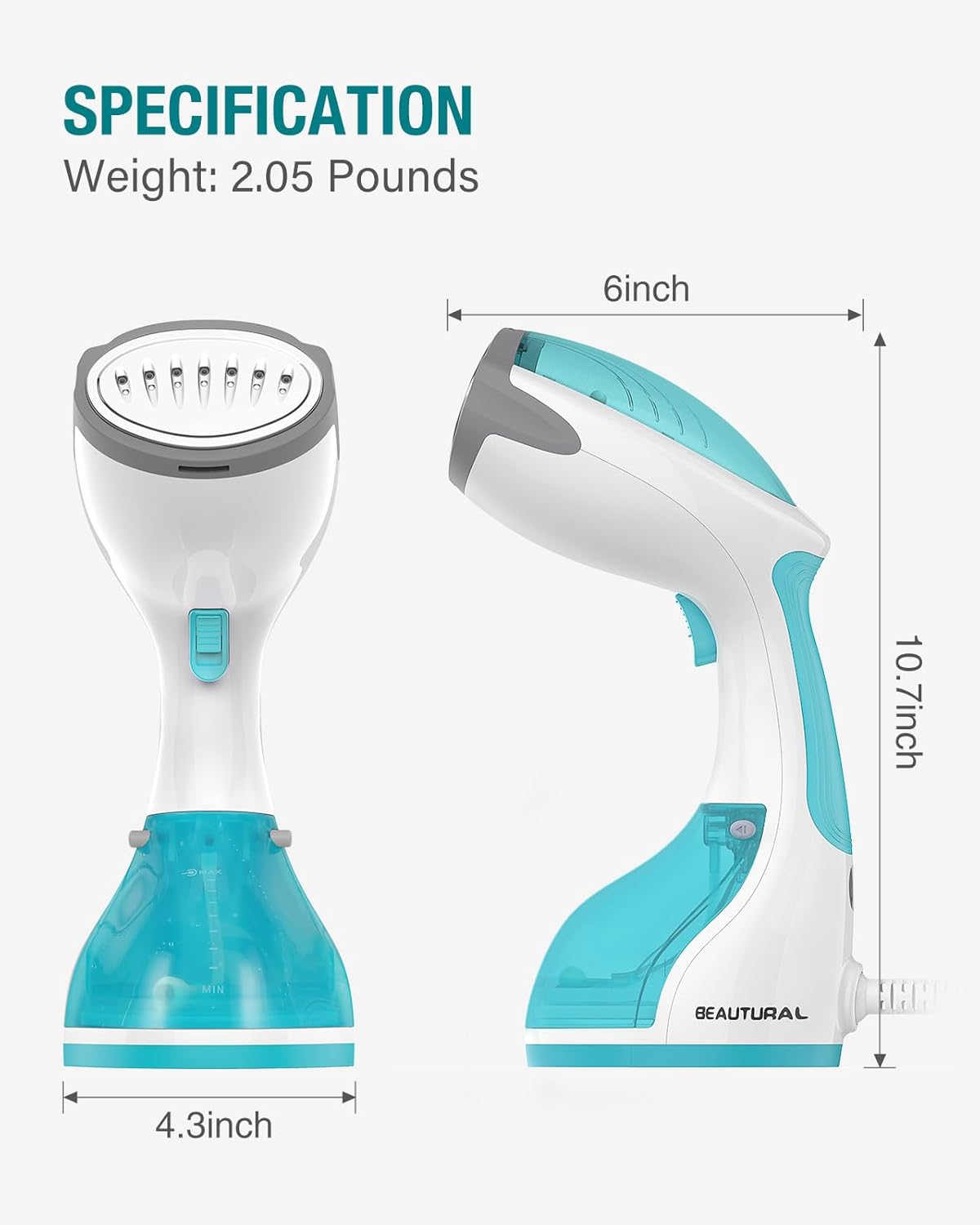 Handheld Garment Steamer with Removable Water Tank