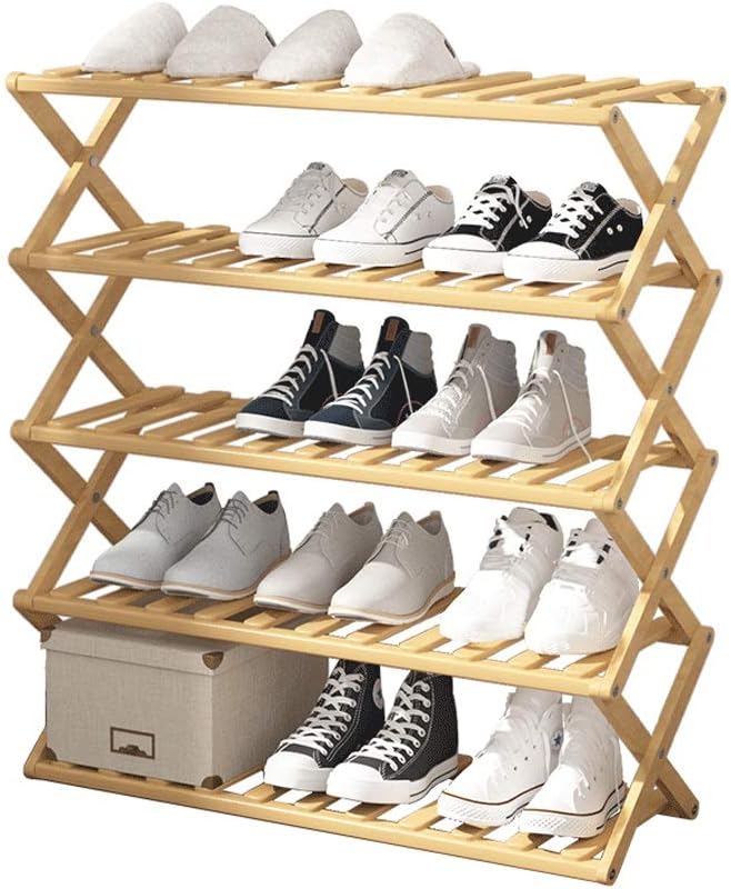 Simple Retractable Wooden Shoe Storage Rack for Living Room