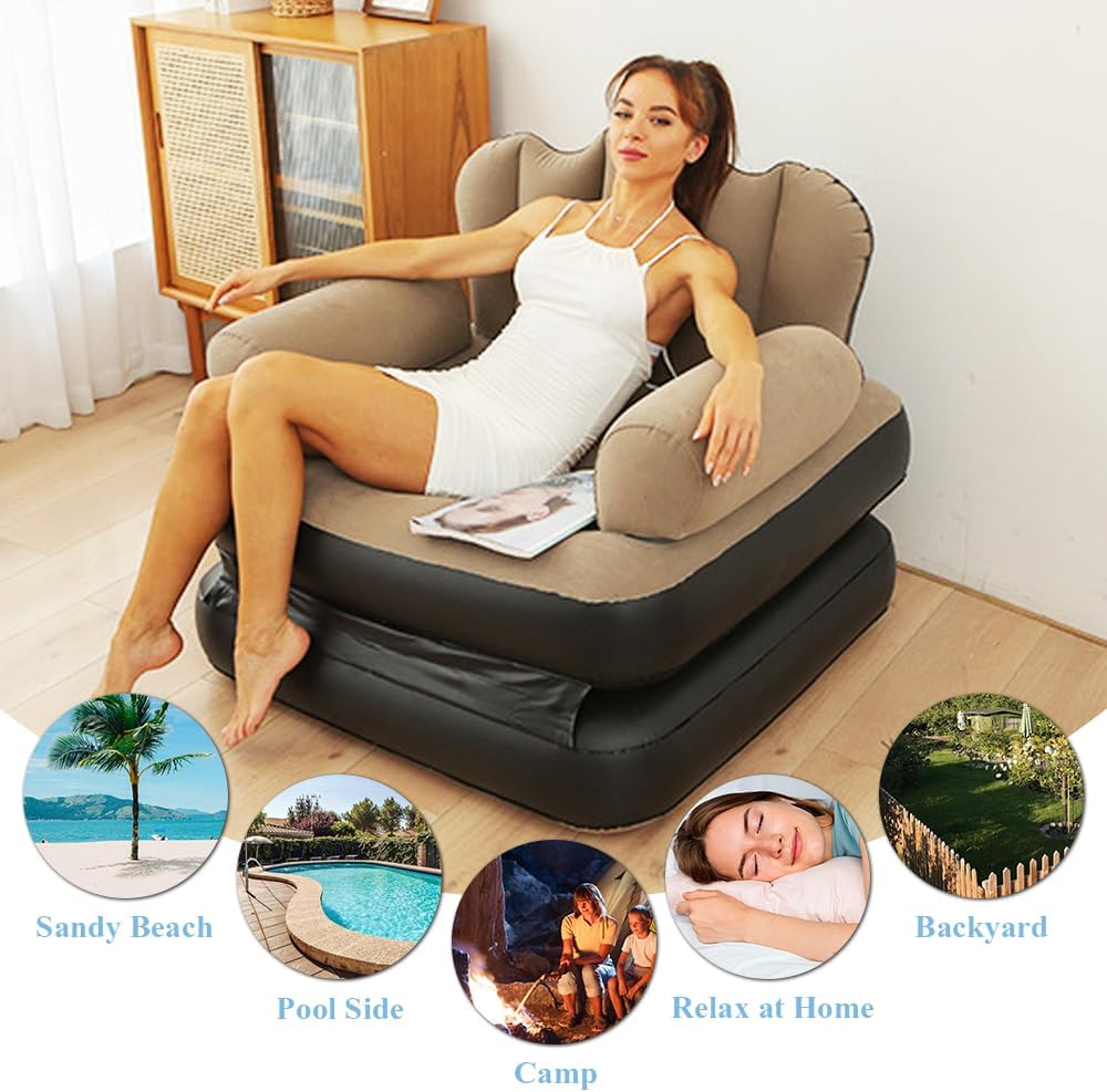 Inflatable Sofa Outdoor Adult Lazy Sofa Multifunctional Five in One Inflatable Bed