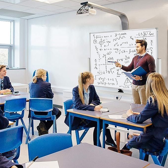 Double Sided Magnetic moveable whiteboard ,comes  with free magnetic Erasable markers (3pcs) & 1 duster eraser