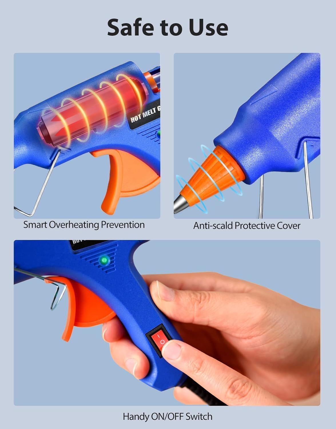 Hot Glue Gun, 90sec Fast Heat Mini Gun for Crafting, 30pcs Sticks, 150cm Power Cord