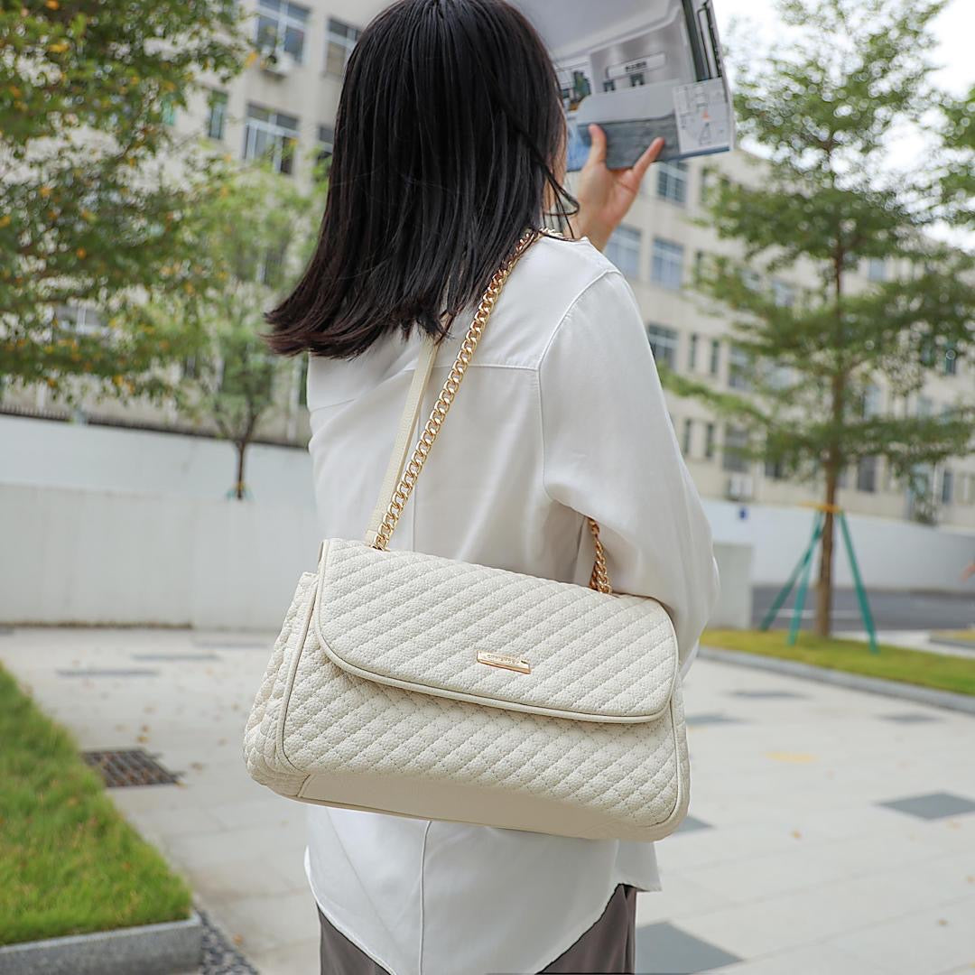 Women’s Quilted Shoulder Bag & Matching Clutch Set