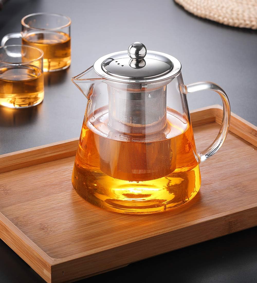 Glass Herbal Tea Pot with Stainless Steel Filter 750mls / 1000mls